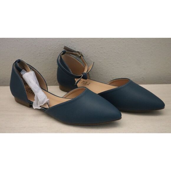 Journee Collection 007501 Women's Sz 8M Blue Bow Ankle Strap Vielo Flats SIB - Picture 10 of 13